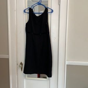 Black shift dress with velvet bow
